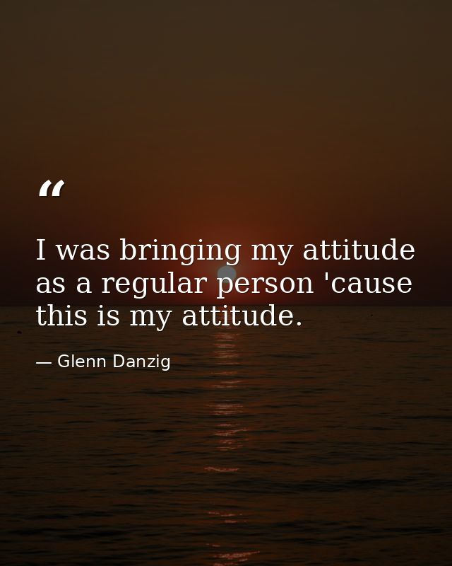 I was bringing my attitude as a regular person 'cause this is my attitude. — Glenn Danzig