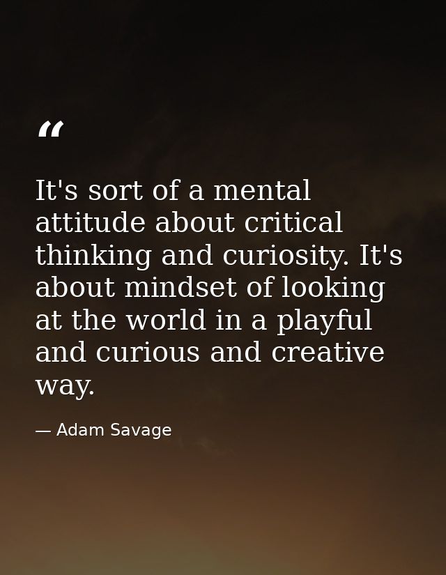 It's sort of a mental attitude about critical thinking and curiosity. It's about mindset of looking at the world in a pl — Adam Savage