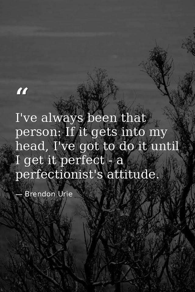 I've always been that person: If it gets into my head, I've got to do it until I get it perfect - a perfectionist's atti — Brendon Urie