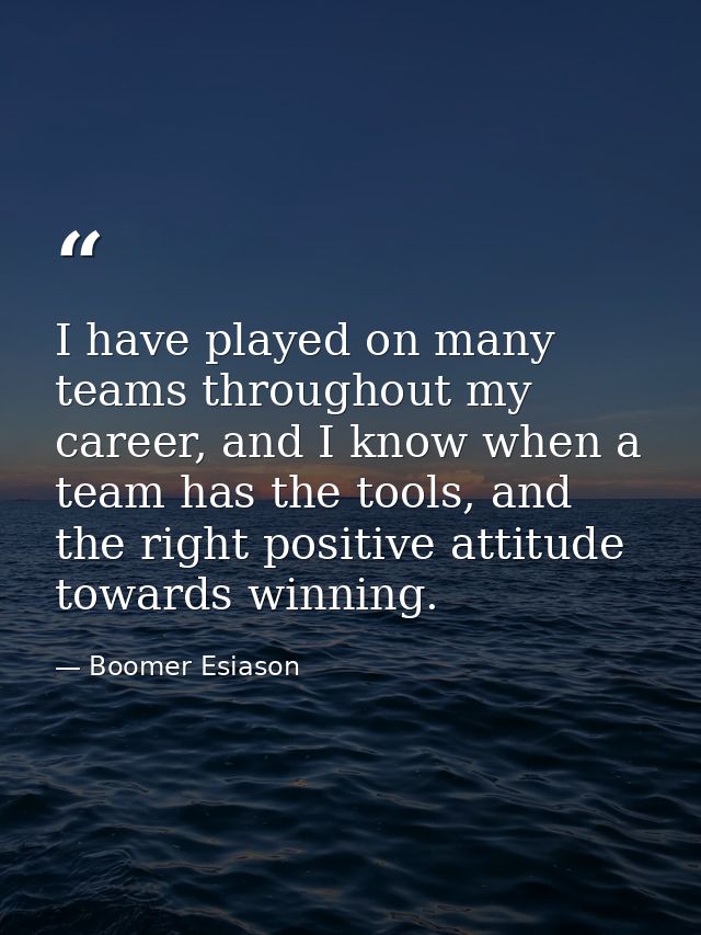 I have played on many teams throughout my career, and I know when a team has the tools, and the right positive attitude  — Boomer Esiason