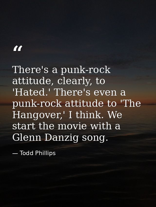 There's a punk-rock attitude, clearly, to 'Hated.' There's even a punk-rock attitude to 'The Hangover,' I think. We star — Todd Phillips