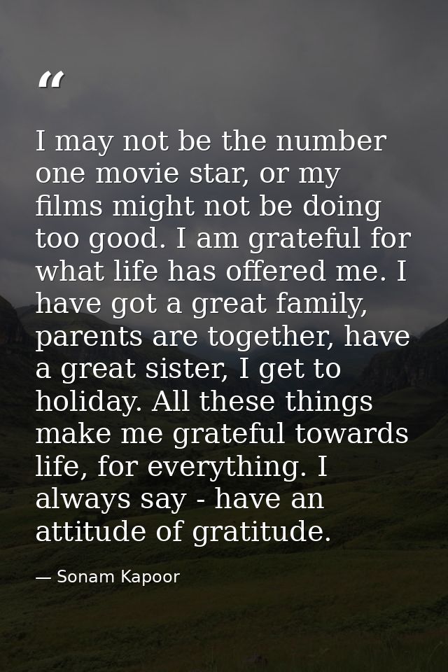 I may not be the number one movie star, or my films might not be doing too good. I am grateful for what life has offered — Sonam Kapoor