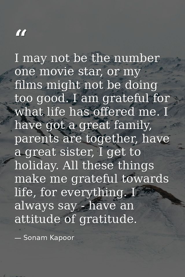 I may not be the number one movie star, or my films might not be doing too good. I am grateful for what life has offered — Sonam Kapoor