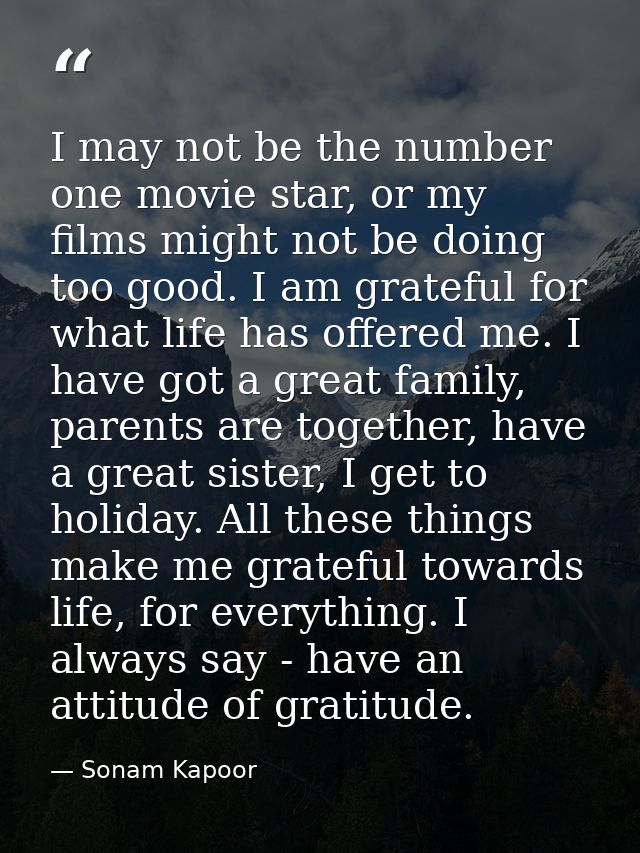 I may not be the number one movie star, or my films might not be doing too good. I am grateful for what life has offered — Sonam Kapoor