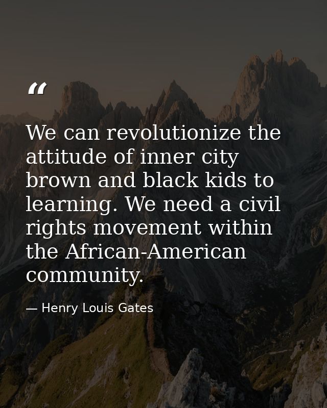 We can revolutionize the attitude of inner city brown and black kids to learning. We need a civil rights movement within — Henry Louis Gates