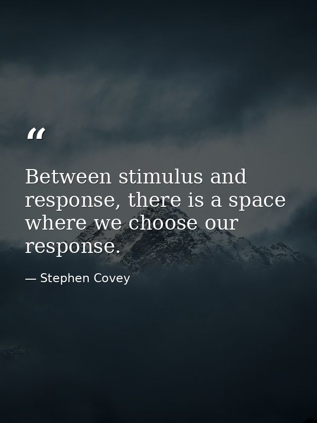 Between stimulus and response, there is a space where we choose our response. — Stephen Covey
