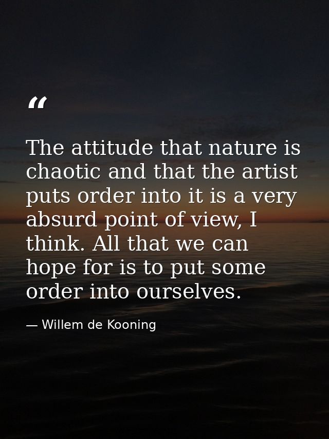 The attitude that nature is chaotic and that the artist puts order into it is a very absurd point of view, I think. All  — Willem de Kooning