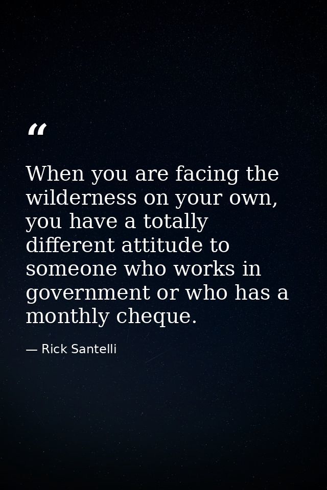 When you are facing the wilderness on your own, you have a totally different attitude to someone who works in government — Rick Santelli