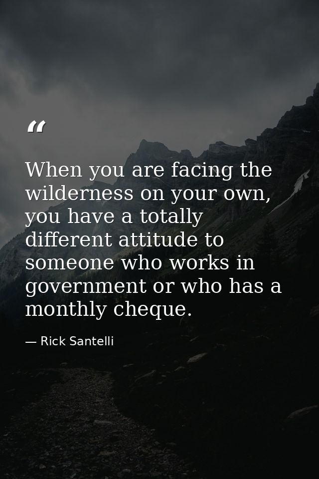When you are facing the wilderness on your own, you have a totally different attitude to someone who works in government — Rick Santelli