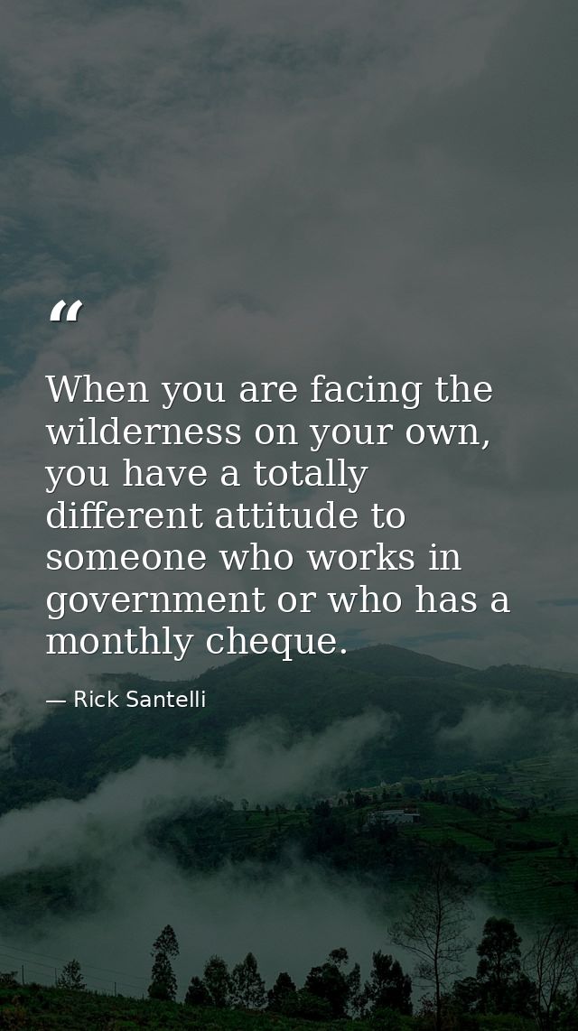 When you are facing the wilderness on your own, you have a totally different attitude to someone who works in government — Rick Santelli