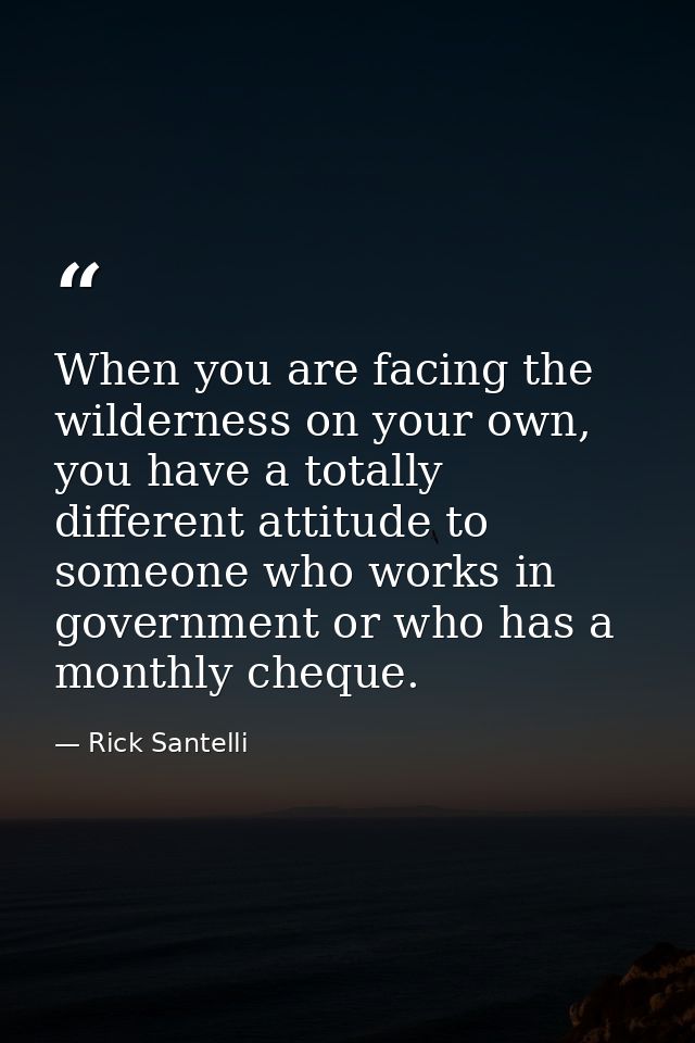When you are facing the wilderness on your own, you have a totally different attitude to someone who works in government — Rick Santelli