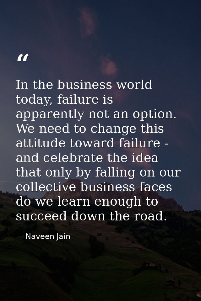In the business world today, failure is apparently not an option. We need to change this attitude toward failure - and c — Naveen Jain