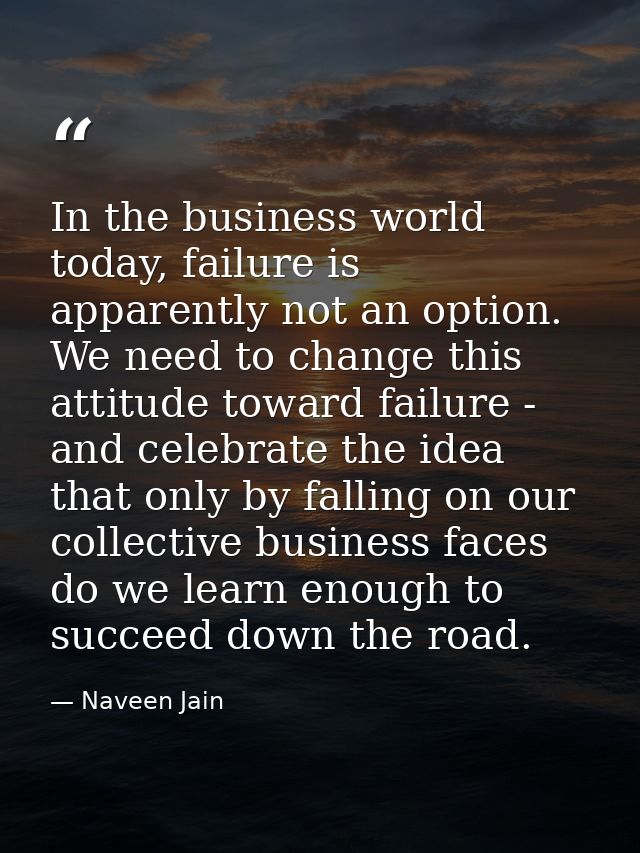 In the business world today, failure is apparently not an option. We need to change this attitude toward failure - and c — Naveen Jain