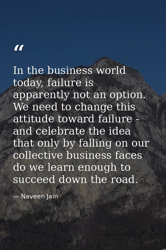 In the business world today, failure is apparently not an option. We need to change this attitude toward failure - and c — Naveen Jain