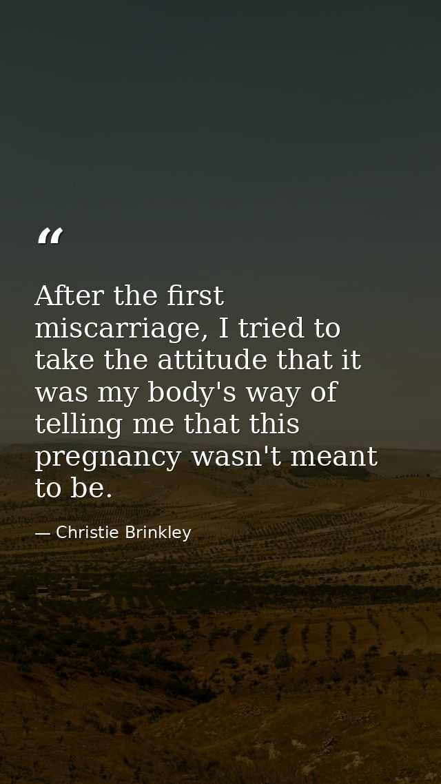 After the first miscarriage, I tried to take the attitude that it was my body's way of telling me that this pregnancy wa — Christie Brinkley
