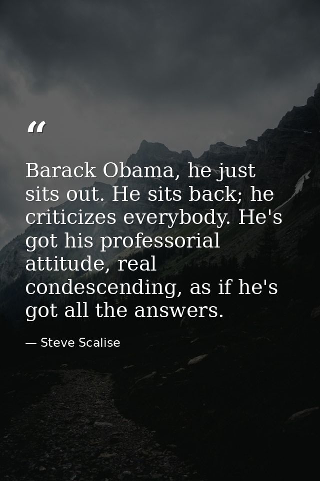 Barack Obama, he just sits out. He sits back; he criticizes everybody. He's got his professorial attitude, real condesce — Steve Scalise
