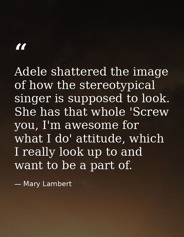 Adele shattered the image of how the stereotypical singer is supposed to look. She has that whole 'Screw you, I'm awesom — Mary Lambert