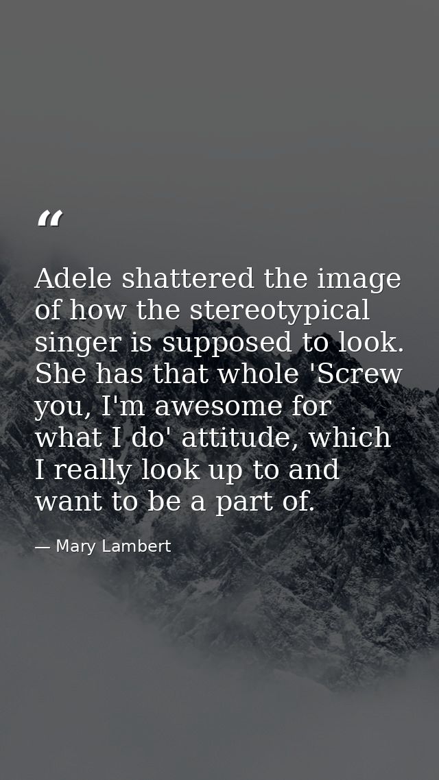 Adele shattered the image of how the stereotypical singer is supposed to look. She has that whole 'Screw you, I'm awesom — Mary Lambert