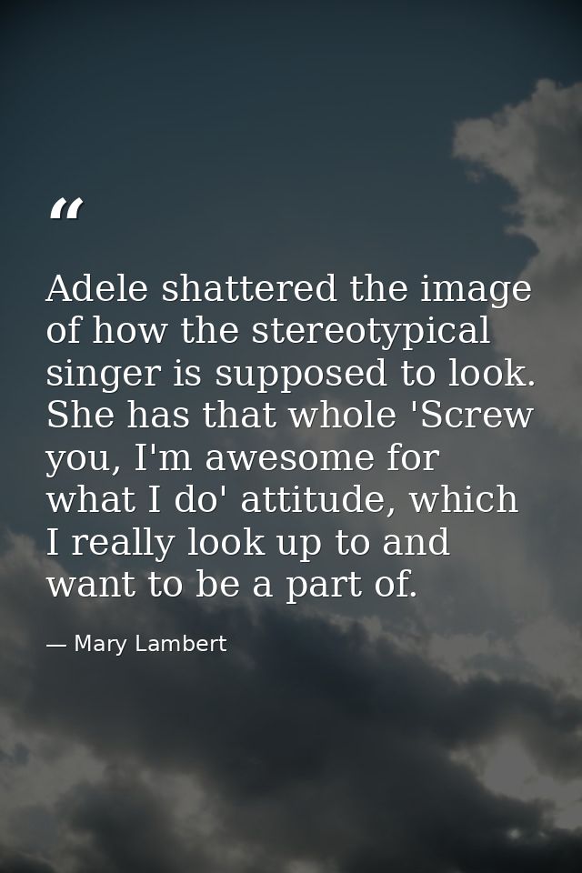 Adele shattered the image of how the stereotypical singer is supposed to look. She has that whole 'Screw you, I'm awesom — Mary Lambert