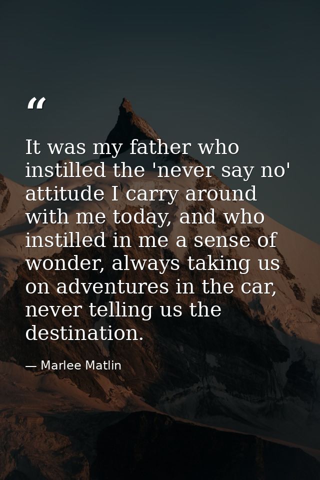 It was my father who instilled the 'never say no' attitude I carry around with me today, and who instilled in me a sense — Marlee Matlin