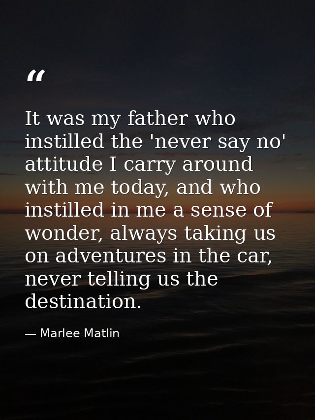 It was my father who instilled the 'never say no' attitude I carry around with me today, and who instilled in me a sense — Marlee Matlin