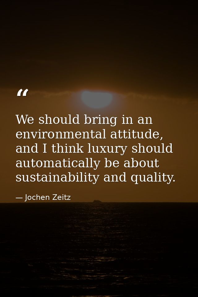 We should bring in an environmental attitude, and I think luxury should automatically be about sustainability and qualit — Jochen Zeitz