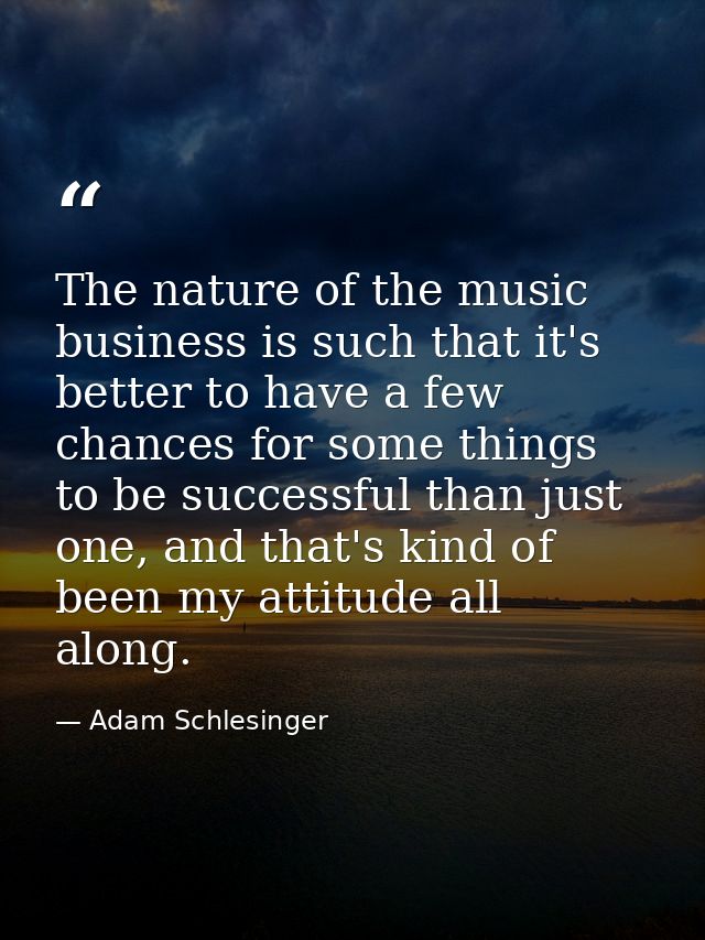 The nature of the music business is such that it's better to have a few chances for some things to be successful than ju — Adam Schlesinger