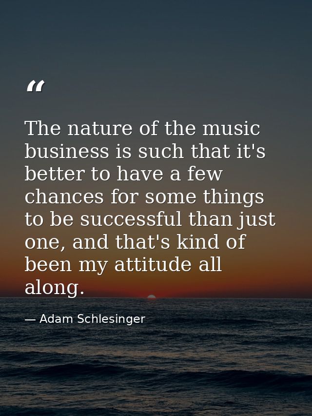 The nature of the music business is such that it's better to have a few chances for some things to be successful than ju — Adam Schlesinger