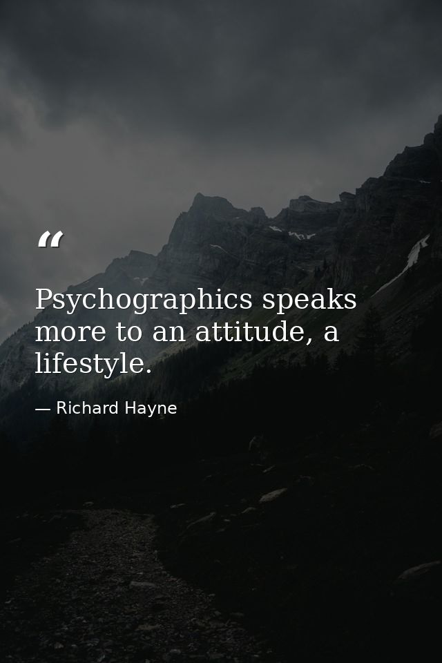 Psychographics speaks more to an attitude, a lifestyle. — Richard Hayne