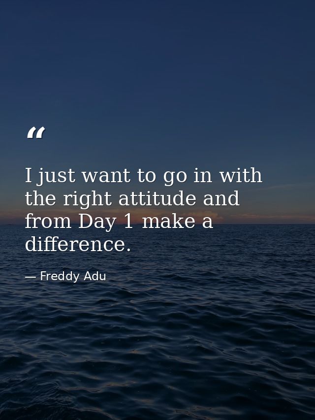 I just want to go in with the right attitude and from Day 1 make a difference. — Freddy Adu