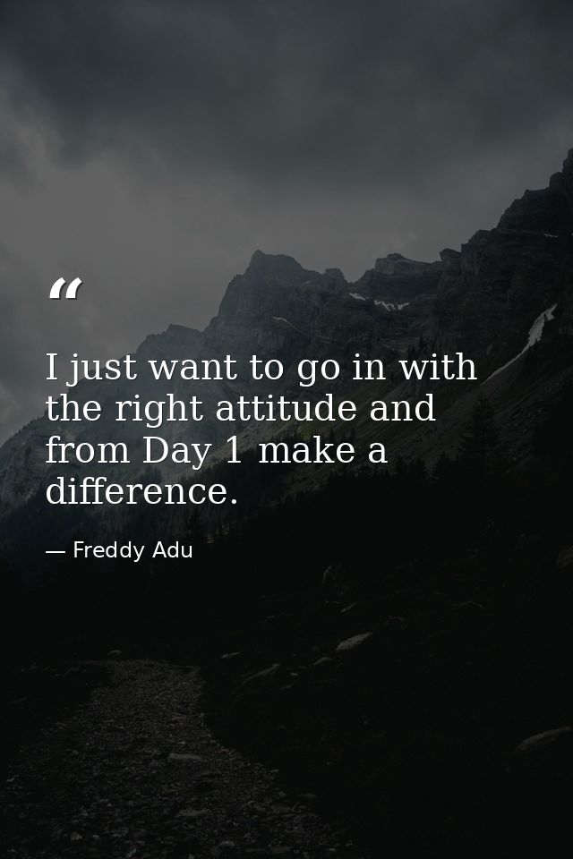 I just want to go in with the right attitude and from Day 1 make a difference. — Freddy Adu