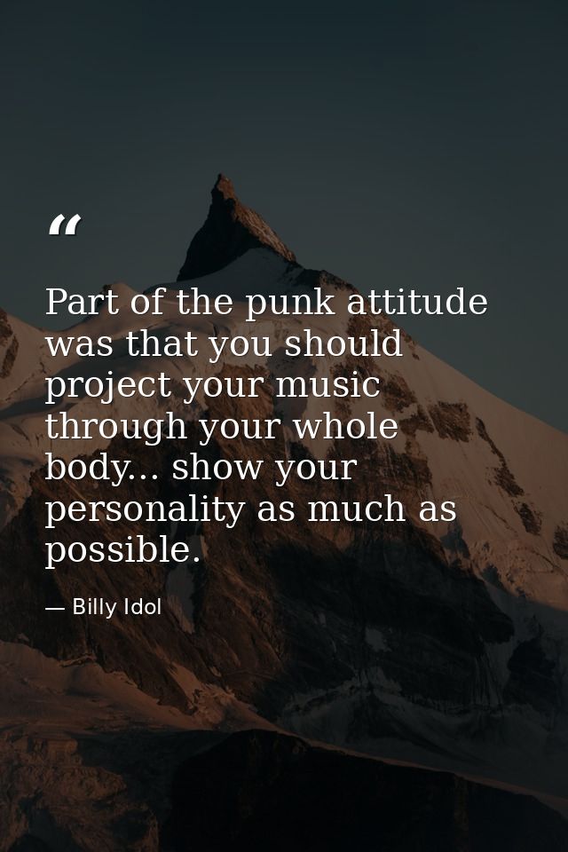 Part of the punk attitude was that you should project your music through your whole body... show your personality as muc — Billy Idol
