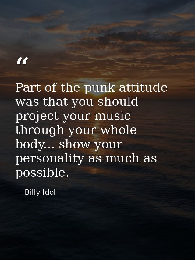 Part of the punk attitude was that you should project your music through your whole body... show your personality as muc — Billy Idol