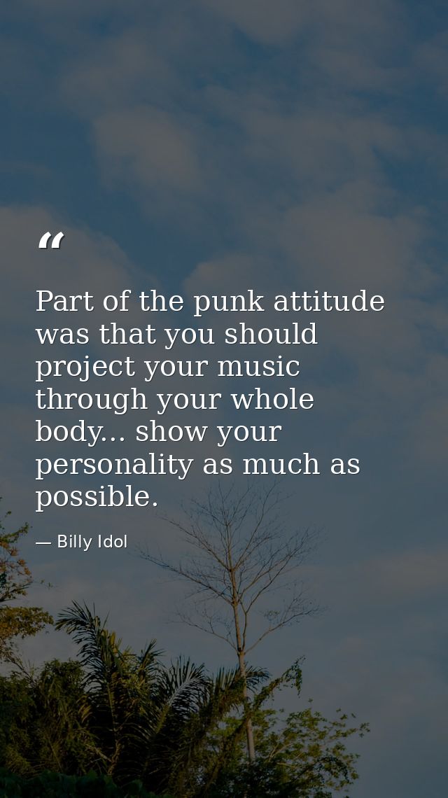 Part of the punk attitude was that you should project your music through your whole body... show your personality as muc — Billy Idol