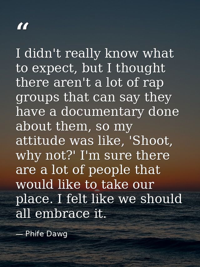 I didn't really know what to expect, but I thought there aren't a lot of rap groups that can say they have a documentary — Phife Dawg