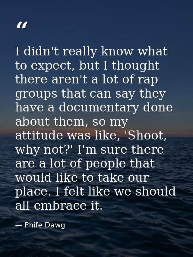I didn't really know what to expect, but I thought there aren't a lot of rap groups that can say they have a documentary — Phife Dawg