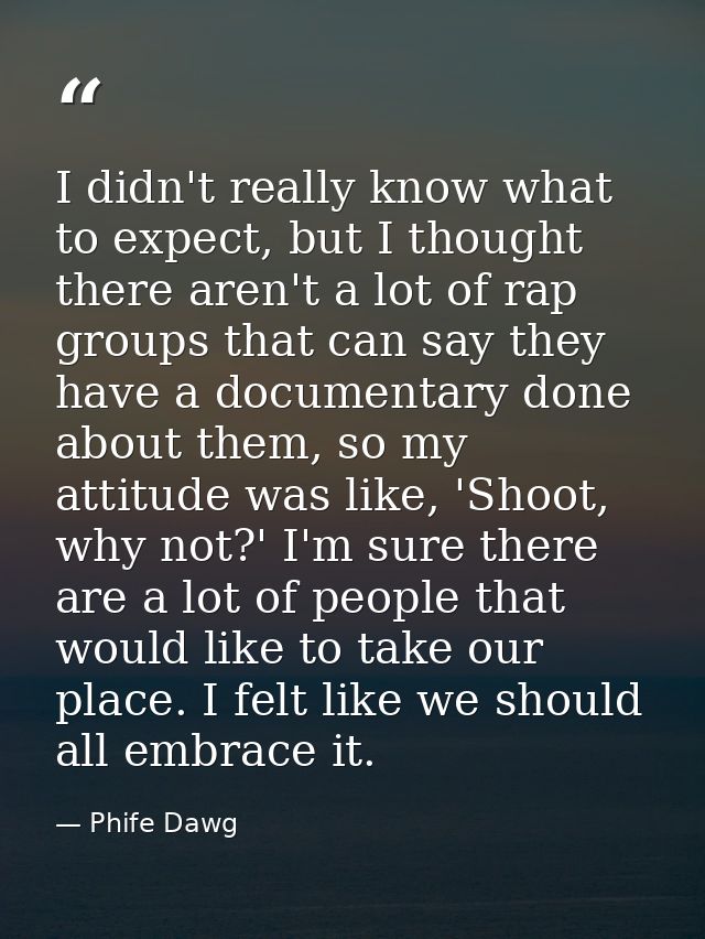 I didn't really know what to expect, but I thought there aren't a lot of rap groups that can say they have a documentary — Phife Dawg