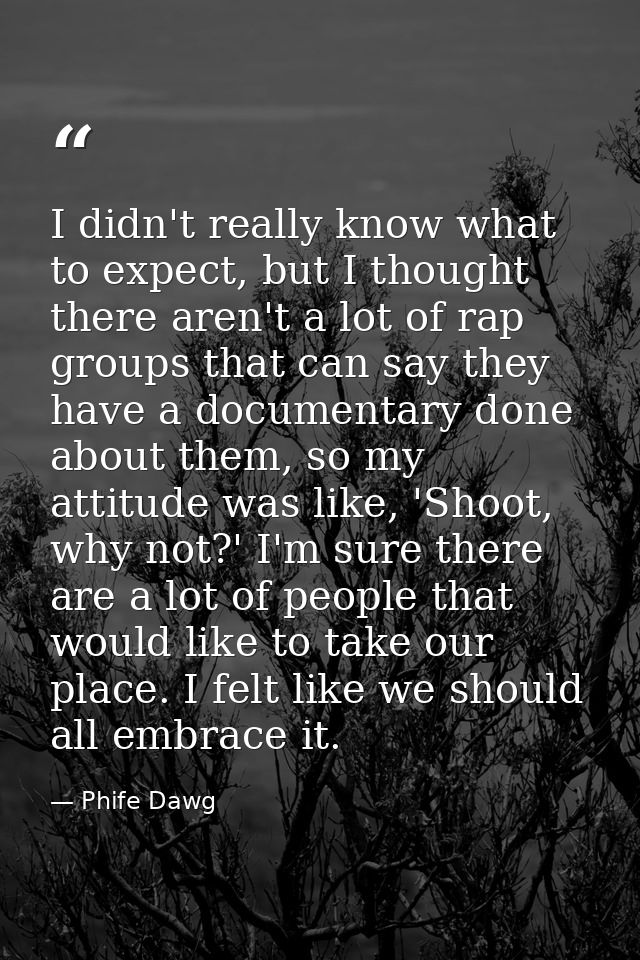 I didn't really know what to expect, but I thought there aren't a lot of rap groups that can say they have a documentary — Phife Dawg