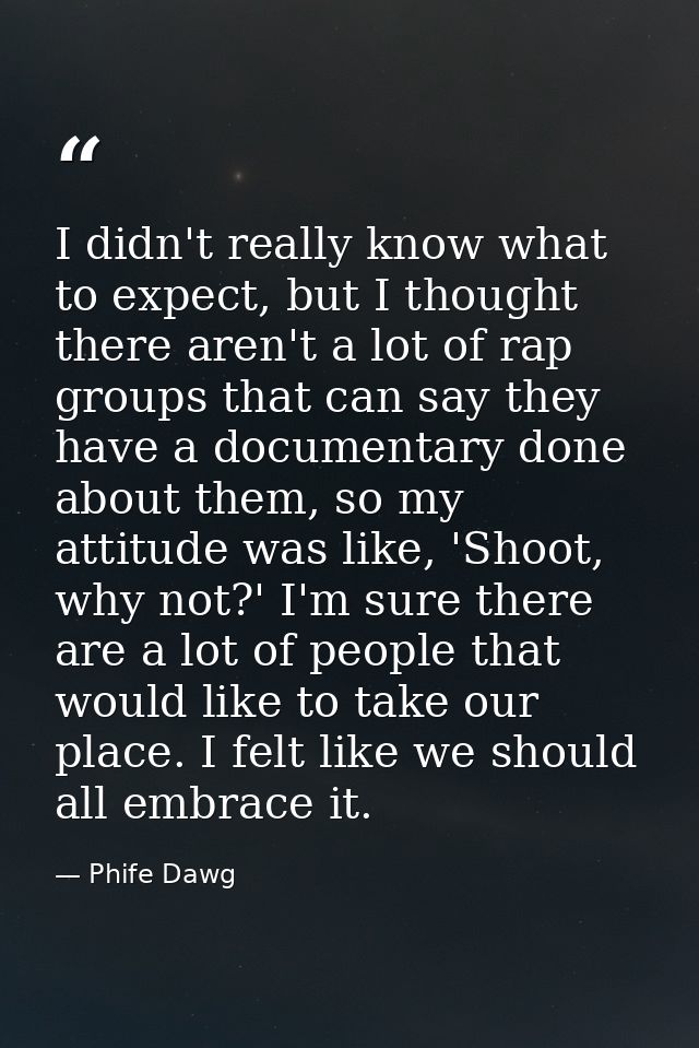 I didn't really know what to expect, but I thought there aren't a lot of rap groups that can say they have a documentary — Phife Dawg