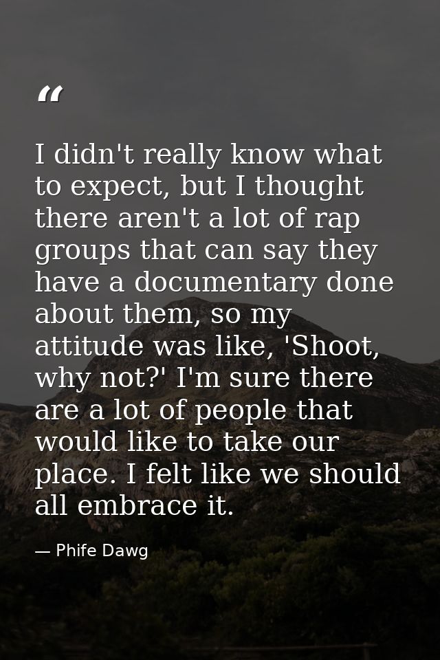 I didn't really know what to expect, but I thought there aren't a lot of rap groups that can say they have a documentary — Phife Dawg
