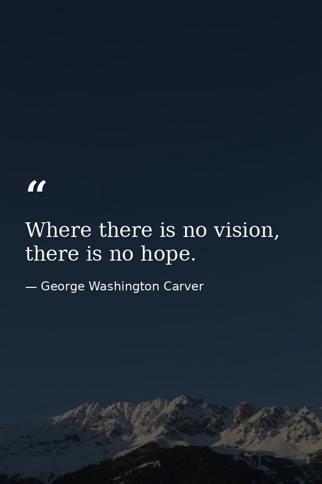 Where there is no vision, there is no hope. — George Washington Carver