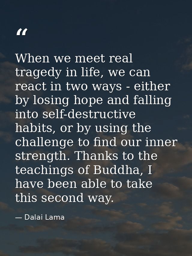 When we meet real tragedy in life, we can react in two ways - either by losing hope and falling into self-destructive ha — Dalai Lama