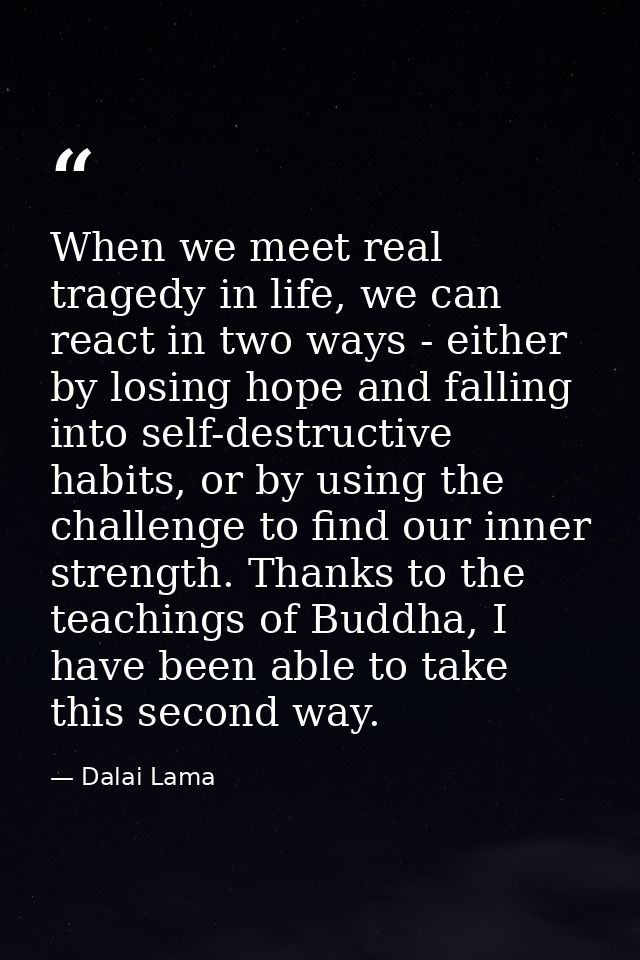 When we meet real tragedy in life, we can react in two ways - either by losing hope and falling into self-destructive ha — Dalai Lama