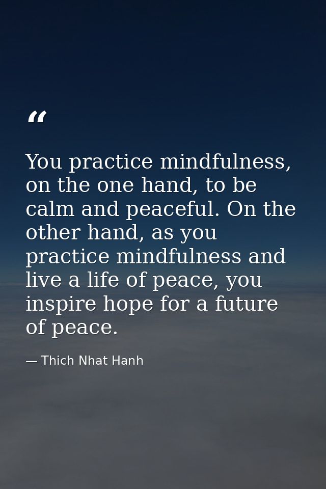You practice mindfulness, on the one hand, to be calm and peaceful. On the other hand, as you practice mindfulness and l — Thich Nhat Hanh