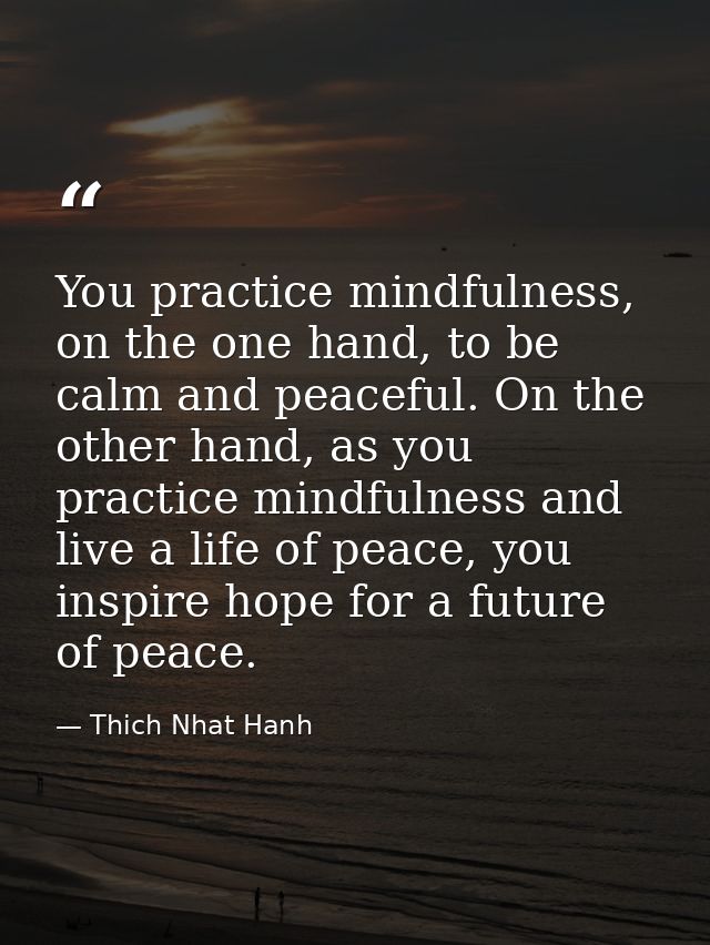 You practice mindfulness, on the one hand, to be calm and peaceful. On the other hand, as you practice mindfulness and l — Thich Nhat Hanh