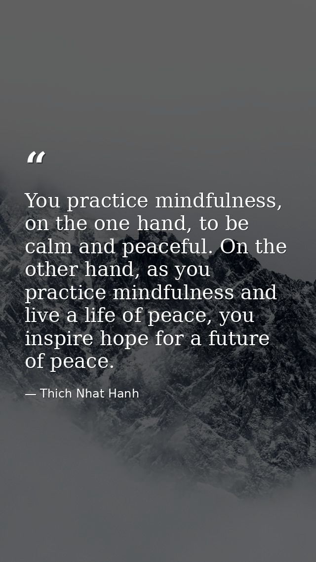 You practice mindfulness, on the one hand, to be calm and peaceful. On the other hand, as you practice mindfulness and l — Thich Nhat Hanh