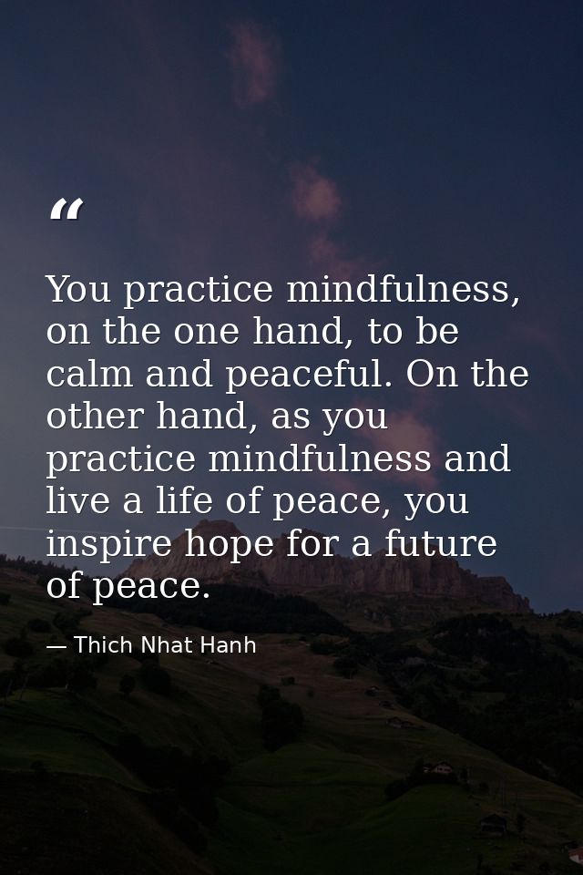 You practice mindfulness, on the one hand, to be calm and peaceful. On the other hand, as you practice mindfulness and l — Thich Nhat Hanh