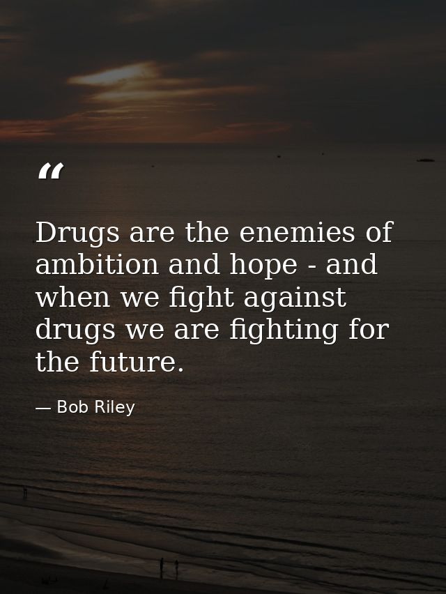 Drugs are the enemies of ambition and hope - and when we fight against drugs we are fighting for the future. — Bob Riley