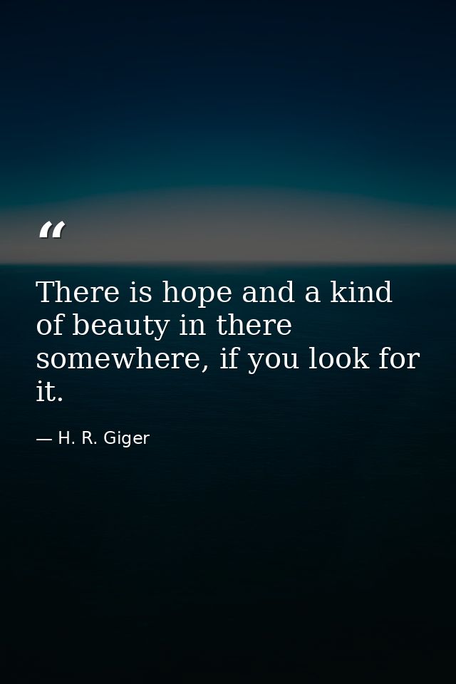 There is hope and a kind of beauty in there somewhere, if you look for it. — H. R. Giger