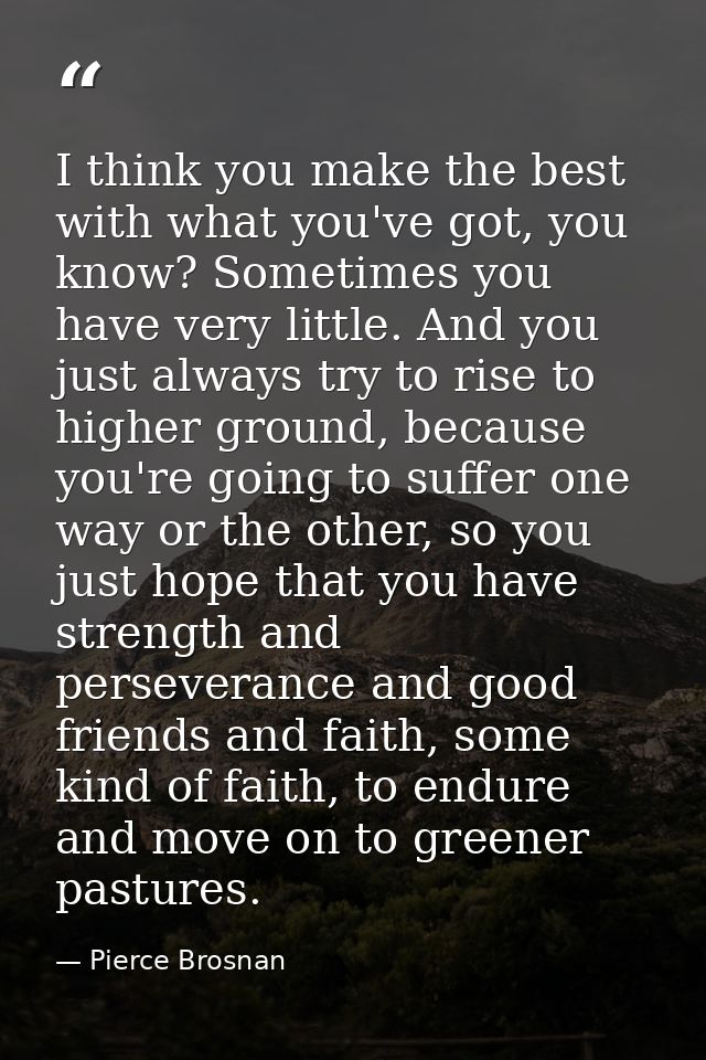 I think you make the best with what you've got, you know? Sometimes you have very little. And you just always try to ris — Pierce Brosnan